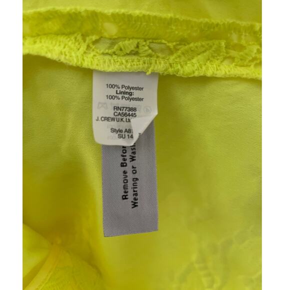 J Crew Collection Neon Yellow Full Lace Cocktail Shift Dress Size 6 - Picture 12 of 12